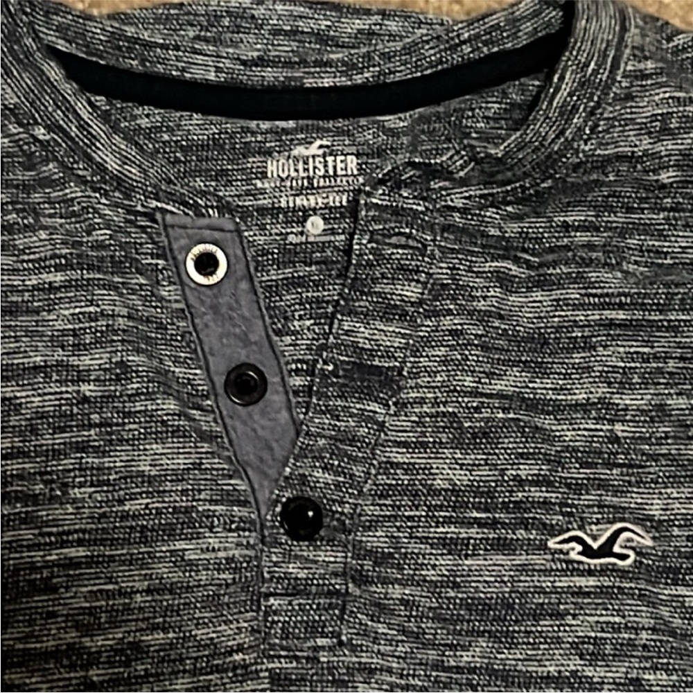Hollister Men’s Shirt Navy Blue and Gray XL - Picture 6 of 6